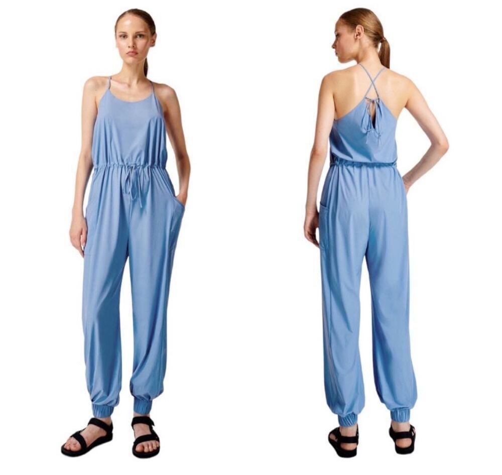 Sweaty Betty Karma Jumpsuit Size 8 Blue Regatta Athleisure Activewear Casual